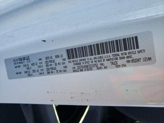 3C6TRVAG8FE515752 - 2015 RAM PROMASTER 1500 STANDARD WHITE photo 10