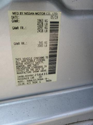 1N4BL4EV4KC256435 - 2019 NISSAN ALTIMA SL SILVER photo 12