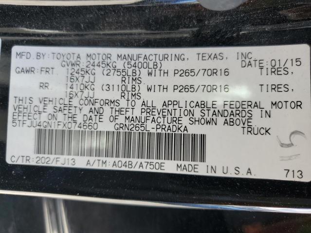 5TFJU4GN1FX074660 - 2015 TOYOTA TACOMA DOUBLE CAB PRERUNNER BLACK photo 12