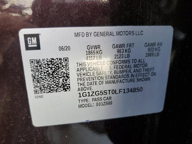 1G1ZG5ST0LF134850 - 2020 CHEVROLET MALIBU RS PURPLE photo 13