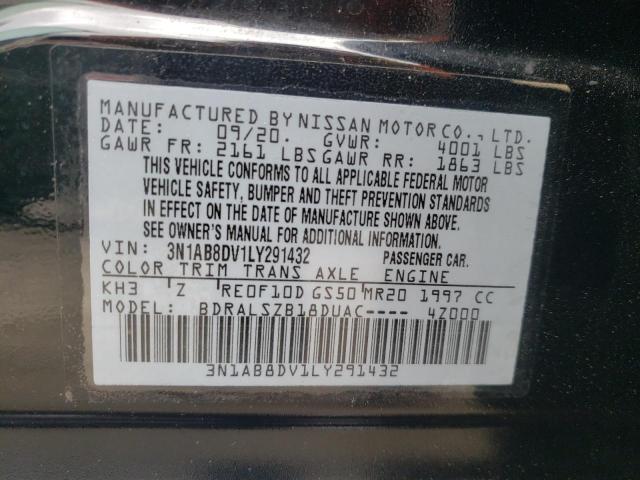 3N1AB8DV1LY291432 - 2020 NISSAN SENTRA SR BLACK photo 12