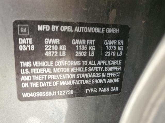 W04GS6SS9J1122730 - 2018 BUICK REGAL GS CHARCOAL photo 12