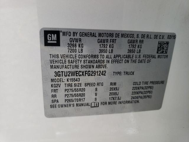 3GTU2WECXFG291242 - 2015 GMC SIERRA K1500 DENALI WHITE photo 12