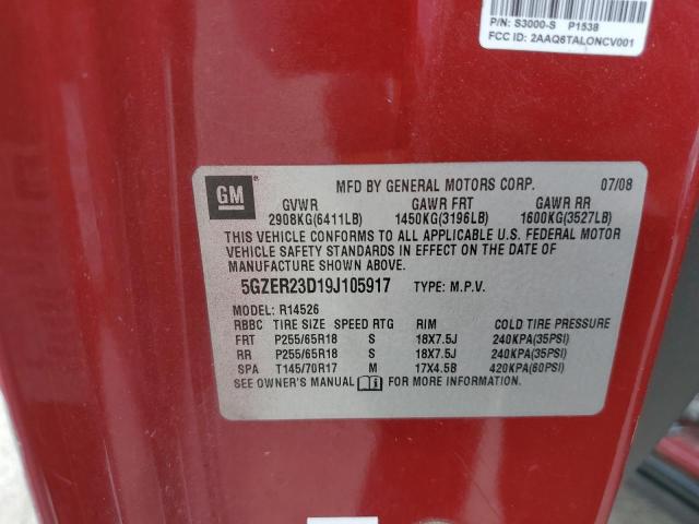 5GZER23D19J105917 - 2009 SATURN OUTLOOK XR BURGUNDY photo 13