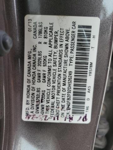 2HGFB2F92DH526249 - 2013 HONDA CIVIC EXL 棕色 照片 13