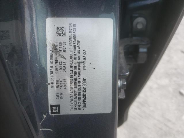 1G4PP5SK1C4196691 - 2012 BUICK VERANO GRAY photo 12