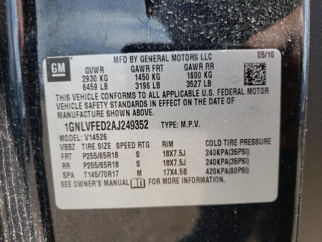 1GNLVFED2AJ249352 - 2010 CHEVROLET TRAVERSE LT GRAY photo 13