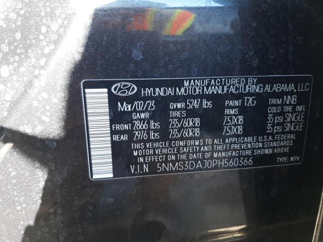 5NMS3DAJ0PH560366 - 2023 HYUNDAI SANTA FE SEL PREMIUM GRAY photo 12