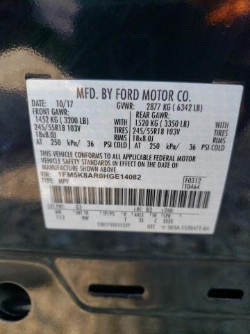 1FM5K8AR0HGE14082 - 2017 FORD EXPLORER POLICE INTERCEPTOR BLACK photo 12