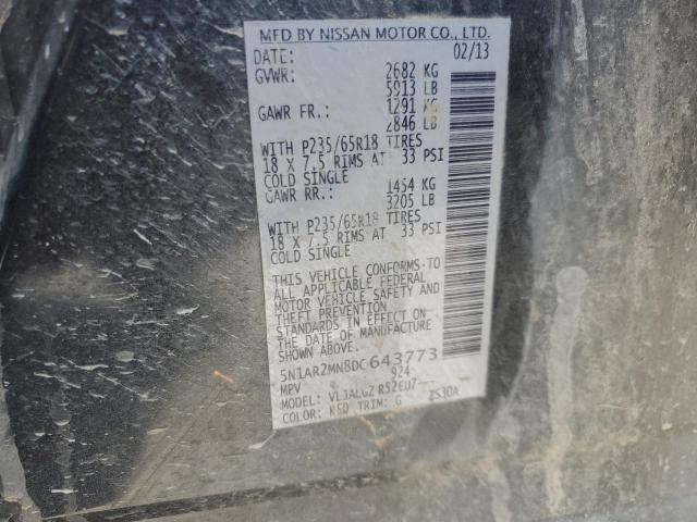 5N1AR2MN8DC643773 - 2013 NISSAN PATHFINDER S CHARCOAL photo 14