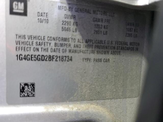 1G4GE5GD2BF218734 - 2011 BUICK LACROSSE CXS SILVER photo 12