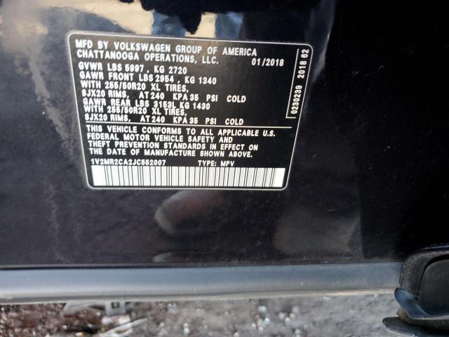 1V2MR2CA2JC552007 - 2018 VOLKSWAGEN ATLAS SEL BLACK photo 12