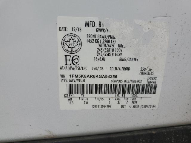 1FM5K8AR6KGA94256 - 2019 FORD EXPLORER POLICE INTERCEPTOR 白色 照片 14