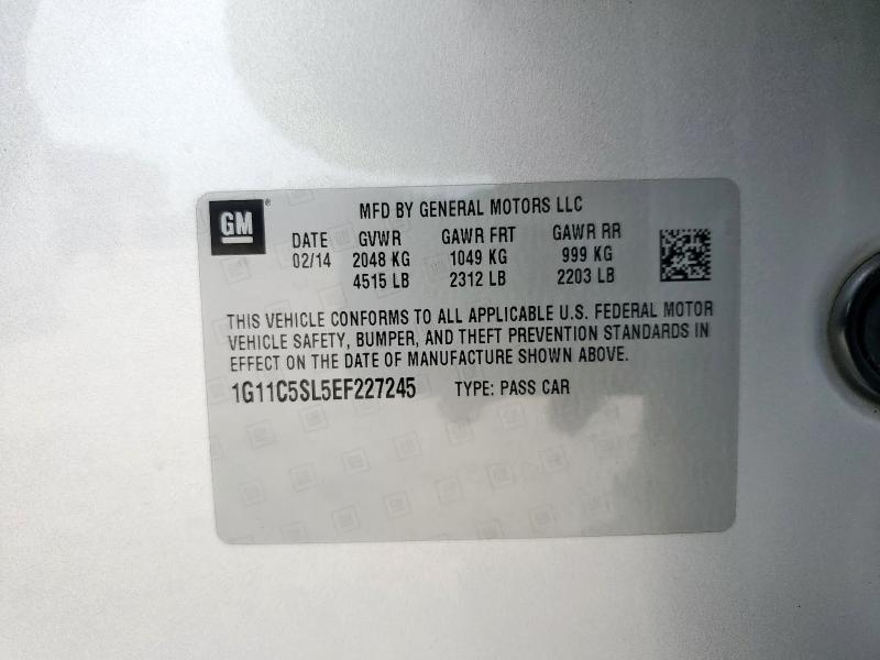 1G11C5SL5EF227245 - 2014 CHEVROLET MALIBU 1LT 银色 照片 12