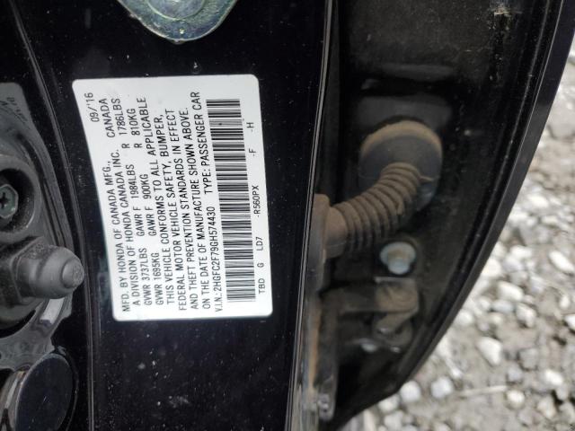 2HGFC2F79GH574430 - 2016 HONDA CIVIC EX BLACK photo 12