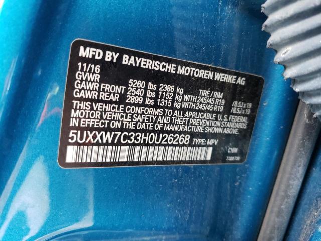 5UXXW7C33H0U26268 - 2017 BMW X4 XDRIVEM40I BLUE photo 14