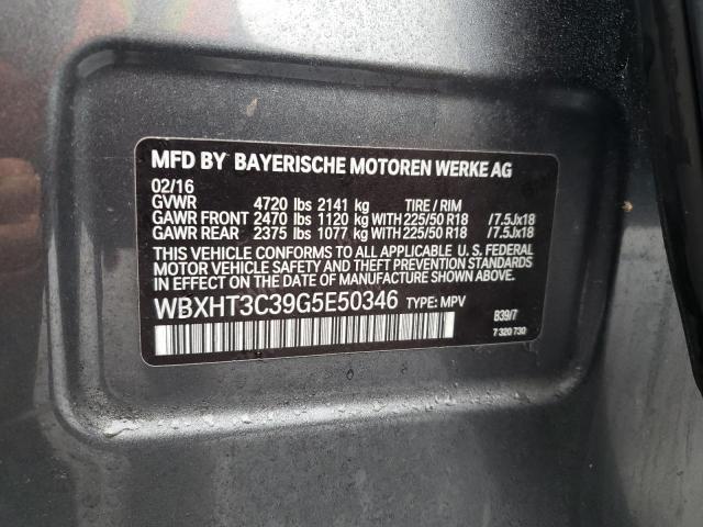 WBXHT3C39G5E50346 - 2016 BMW X1 XDRIVE28I GRAY photo 13