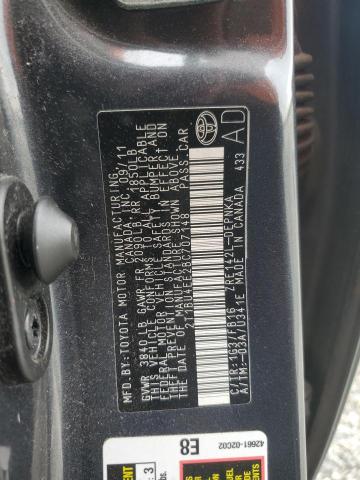 2T1BU4EE2BC707148 - 2011 TOYOTA COROLLA BASE Մոխրագույն լուսանկար 12