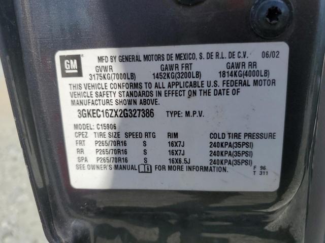 3GKEC16ZX2G327386 - 2002 GMC YUKON XL C1500 GRAY photo 13