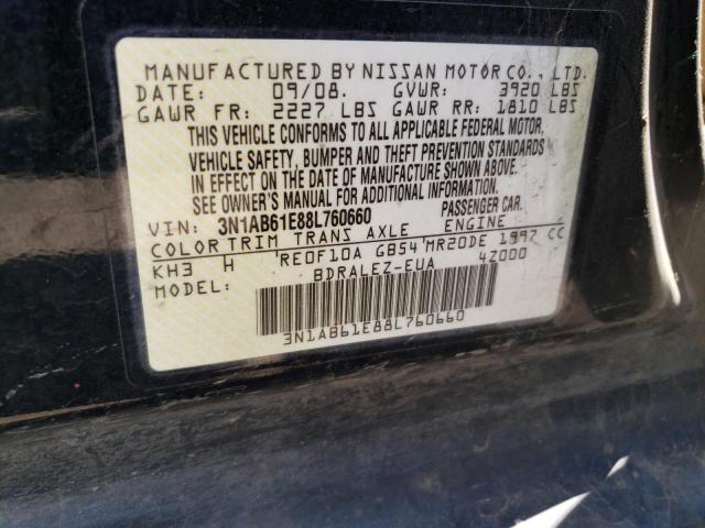 3N1AB61E88L760660 - 2008 NISSAN SENTRA 2.0 BLACK photo 13