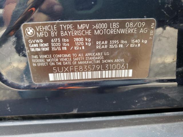5UXFE83579L310061 - 2009 BMW X5 XDRIVE48I BLUE photo 10