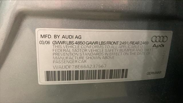 WAUDF78E66A237567 - 2006 AUDI A4 2.0T QUATTRO GRAY photo 12