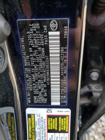 4T1B11HK9JU633247 - 2018 TOYOTA CAMRY L შავი ფოტო 12