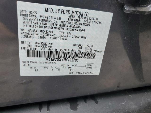 MAJ6S3GL4NC462708 - 2022 FORD ECOSPORT SE GRAY photo 13