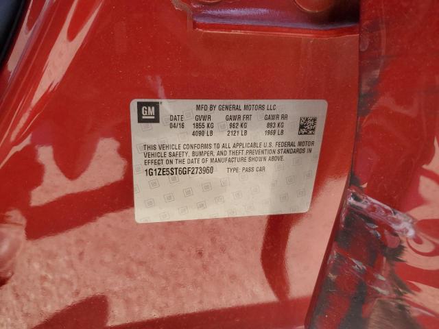 1G1ZE5ST6GF273960 - 2016 CHEVROLET MALIBU LT RED photo 12