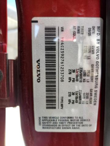 YV4CZ592761253708 - 2006 VOLVO XC90 RED photo 13