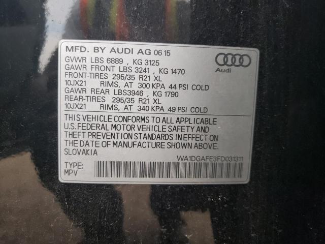 WA1DGAFE3FD031311 - 2015 AUDI Q7 PRESTIGE 黑色 照片 10