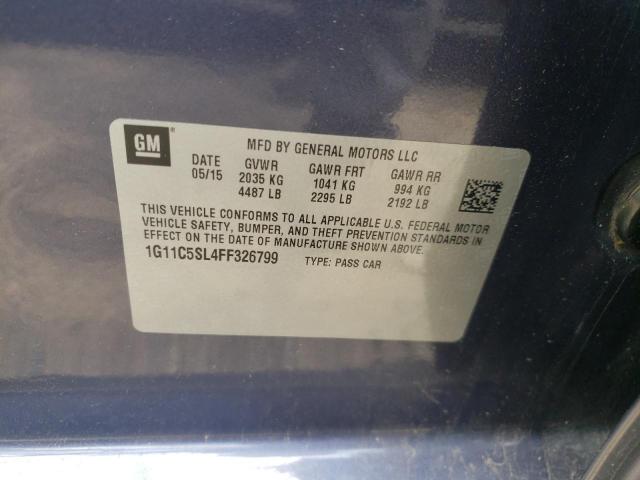 1G11C5SL4FF326799 - 2015 CHEVROLET MALIBU 1LT 蓝色 照片 12