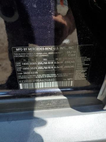 4JGBB8GB9BA626860 - 2011 MERCEDES-BENZ ML 350 4MATIC BLACK photo 13