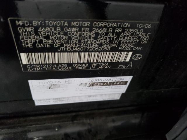 JTHBJ46G172062053 - 2007 LEXUS ES 350 BLACK photo 13