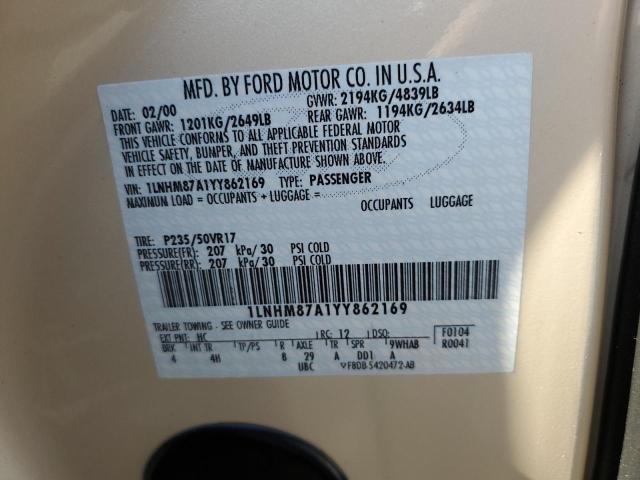 1LNHM87A1YY862169 - 2000 LINCOLN LS 奶油色 照片 12