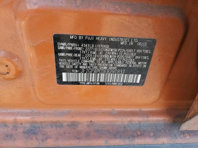 JF2GPAPC0F8291837 - 2015 SUBARU XV CROSSTR 2.0 LIMITED ORANGE photo 12