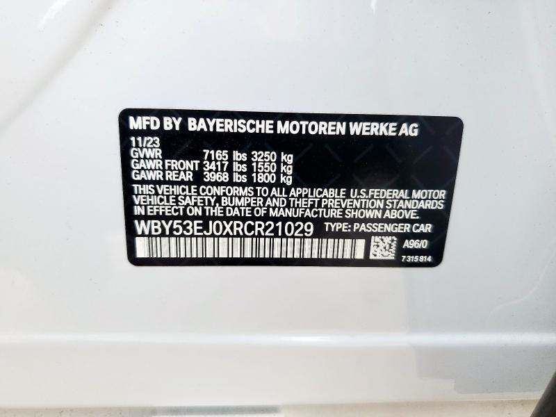 WBY53EJ0XRCR21029 - 2024 BMW I7 XDRIVE60 WHITE photo 13