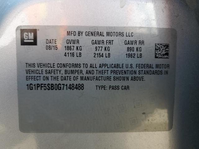 1G1PF5SB0G7148488 - 2016 CHEVROLET CRUZE LIMI LT SILVER photo 13