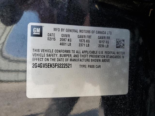 2G4GV5EK5F9222521 - 2015 BUICK REGAL 黑色 照片 12
