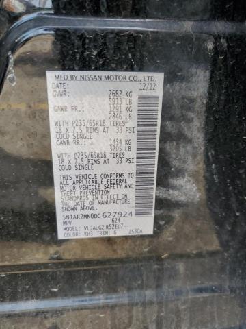 5N1AR2MN0DC627924 - 2013 NISSAN PATHFINDER S BLACK photo 13