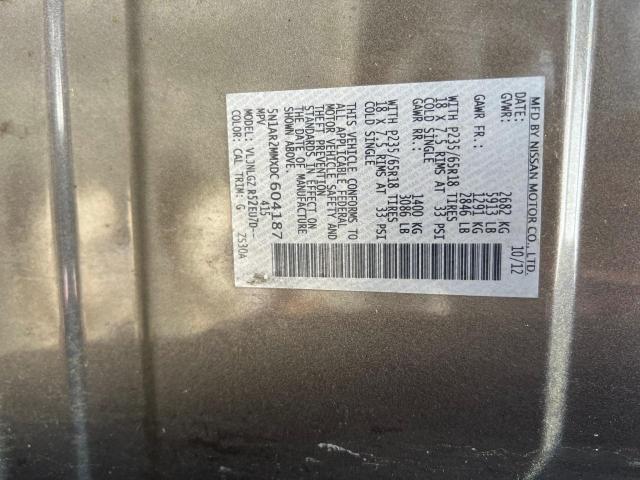 5N1AR2MMXDC604187 - 2013 NISSAN PATHFINDER S GRAY photo 10