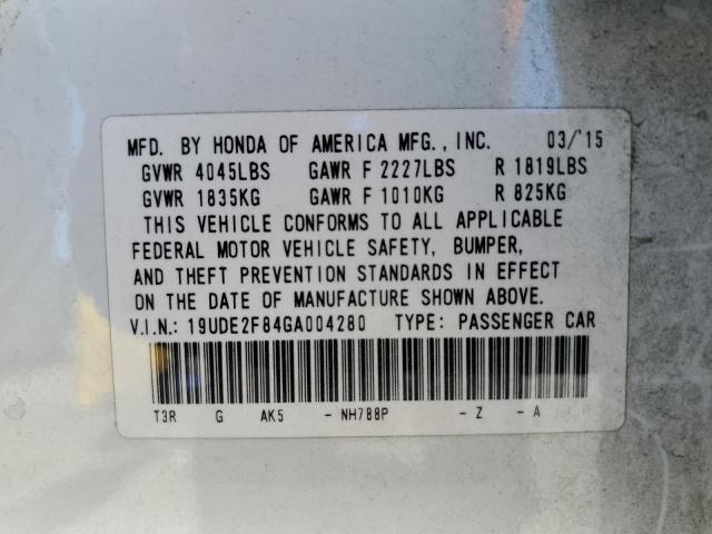 19UDE2F84GA004280 - 2016 ACURA ILX PREMIUM TECH WHITE photo 12