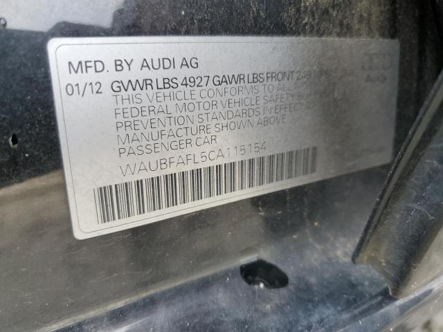 WAUBFAFL5CA115154 - 2012 AUDI A4 PREMIUM BLACK photo 12