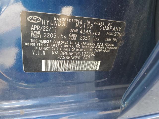 KMHDB8AE1BU122698 - 2011 HYUNDAI ELANTRA TO GLS BLUE photo 12