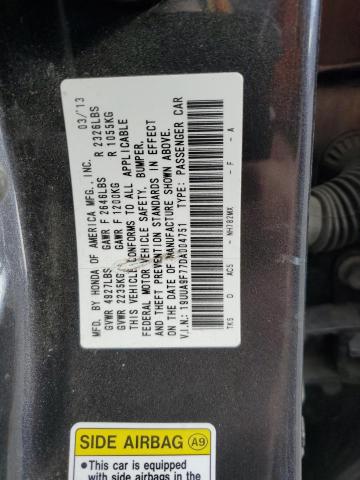 19UUA9F77DA004751 - 2013 ACURA TL ADVANCE BLACK photo 13