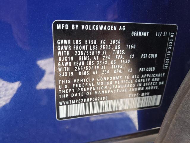 WVGTMPE28MP062596 - 2021 VOLKSWAGEN ID.4 PRO S أزرق صورة 13