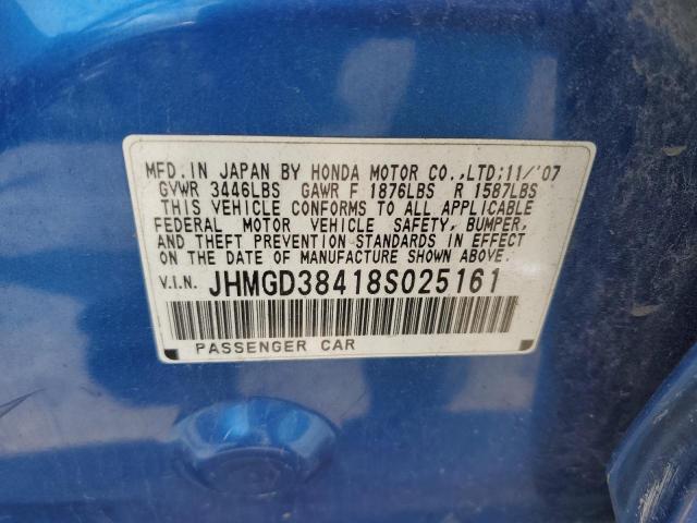 JHMGD38418S025161 - 2008 HONDA FIT BLUE photo 12