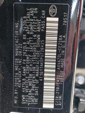 4T1G11AK0PU726425 - 2023 TOYOTA CAMRY SE NIGHT SHADE BLACK photo 12