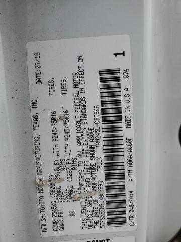 5TFSX5EN9JX062897 - 2018 TOYOTA TACOMA ACCESS CAB თეთრი ფოტო 12