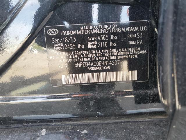 5NPEB4AC0EH814207 - 2014 HYUNDAI SONATA GLS BLACK photo 12